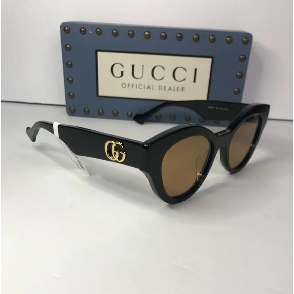 💯 Authentic GUCCI GG0957S 003 cat eye Gucci sunglass black frame brown lenses. - Picture 6 of 11